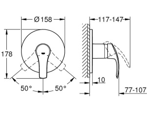 Смеситель встраиваемый Grohe Eurosmart 24042002 (1 функция), хром