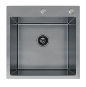 Кухонная мойка Axus LS-5050S / LS-5050SD с коландером, дозатором и держателем губки, 50х50, сатин