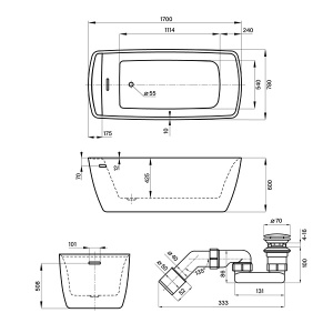Акриловая ванна Wellsee Ideal 236901004