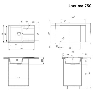 Кухонная мойка Maunfeld Lacrima 750 MFQS-750B