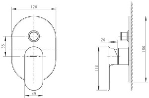 Смеситель скрытого монтажа Bravat Gina PB865104CP-2-ENG (2 функции), хром