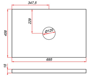 Столешница ЗОВ Аттик CLDSP18A695458C1 (1 вырез)