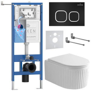 Комплект инсталляции 6 в 1 Roxen StounFix Dual Fresh 968267 с аромадозатором, черный матовый