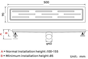 Душевой трап Gappo G85007-1 / G86007-1 / G87007-1 / G88007-1, 50 см