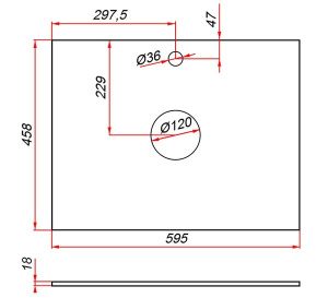 Столешница ЗОВ Белая CLDSP18W595458C2 (2 выреза)