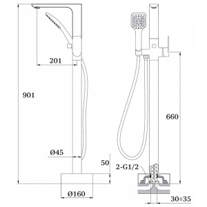 Смеситель для ванны Ganzer GZ21081-F