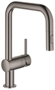 Смеситель для кухонной мойки Grohe Minta 32322A02 / 32322AL2 с выдвижным изливом, темный графит матовый