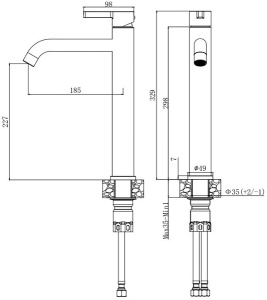 Смеситель для умывальника Voda Vessel VSL25B