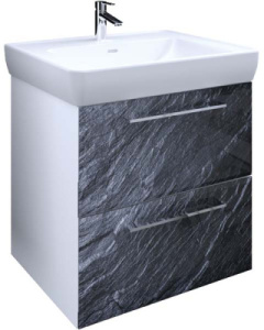 Тумба под умывальник 1Marka Visbaden 60П / 70П 2в.я. Black stone, 60, черный камень