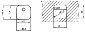 Кухонная мойка TEKA BASICO BE 400 1 B MAT (+61001302), 44х44, матовый