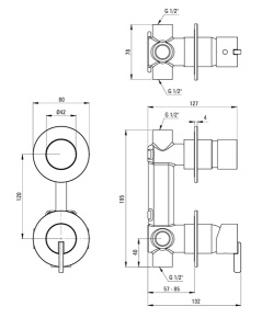 Смеситель встраиваемый Deante Silia BQS 044P (2 функции)
