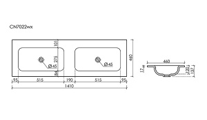 Умывальник CeramicaNova Grace CN7022wx / CN7023wx, 141х46