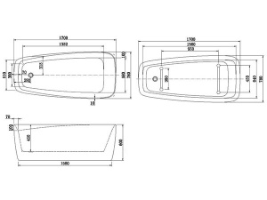 Акриловая ванна Aquanet Family Trend, 170х78, белый матовый