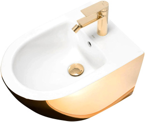Подвесное биде Rea Carlo Mini Gold White REA-C2288