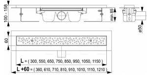 Душевой трап AlcaPlast Antivandal APZ11 550 / 750 / 850 / 1050, 55 см