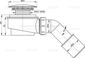 Сифон для душевого поддона AlcaPlast A471CR-60