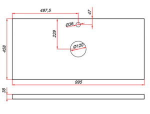 Столешница ЗОВ пластик HPL 38 Туя CHPL38T995458C2 (2 выреза)