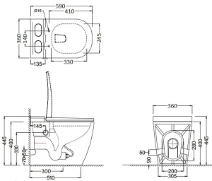Приставной унитаз Cerutti Maiella Pulse MB CT10197 с импульсным смывом
