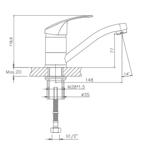 Смеситель для кухонной мойки Cron CN4521-2