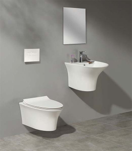 Подвесной унитаз CeramaLux CL 2100 безободковый (с крышкой SoftClose)