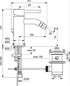 Смеситель для биде Ideal Standard Ceraline BC197AA