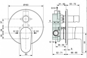 Смеситель встраиваемый Ideal Standard Cerafine Model O A7193U4 / A7193XG (2 функции)