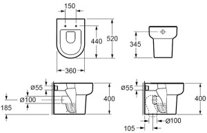 Приставной унитаз Grossman GR-PR3015 Elegance с крышкой Slim