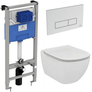 Комплект инсталляции Ideal Standard Prosys Frame 120 M с подвесным унитазом Tesi AquaBlade и кнопкой Oleas M2, хром