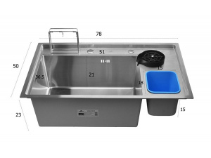 Кухонная мойка Wisent WM37850B / WW405B с дозатором, ринзером и контейнером для мусора