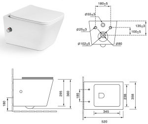 Подвесной унитаз SantiLine SL-5004SM-BD с функцией биде