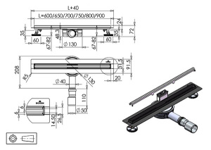 Душевой трап Roxen Chrome Slim, 65 см