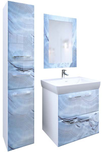 Тумба под умывальник 1Marka Visbaden 60П / 70П 2в.я. Blue marble, 60, синий мрамор