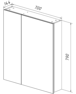 Шкаф-зеркало Lemark Universal 70 / 80, 70х79, белый глянец
