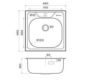 Кухонная мойка Omoikiri Saru 48-IN / 50-IN, 48х48, нержавеющая сталь
