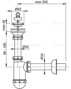 Сифон для умывальника AlcaPlast A411 DN32