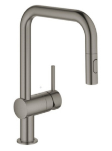 Смеситель для кухонной мойки Grohe Minta 32322A02 / 32322AL2 с выдвижным изливом, темный графит матовый