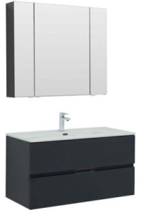 Комплект мебели Aquanet Алвита new 90 / 100 2 ящика антрацит, 100, антрацит