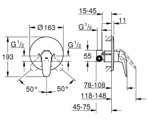 Смеситель встраиваемый Grohe Eurostyle Solid 23725003 (1 функция)