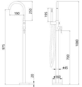 Смеситель для ванны Abber Wasser Kreis AF8115GN / AF8115RGN напольный