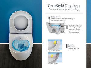 Подвесной унитаз CeraStyle City HC00206PH00 безободковый с функцией биде, белый