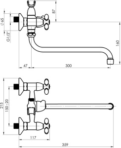 Смеситель для ванны Rubineta Milano-1 (K) M1SK06