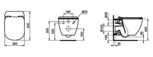Подвесной унитаз Ideal Standard Tesi AquaBlade T007901 безободковый, белый