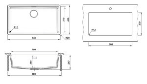 Комплект 2 в 1 кухонная мойка Roxen Gap 360270-74VB Vanta Black со смесителем Keit 500504CH-B