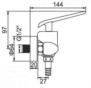 Смеситель для душа Ledeme L2074B