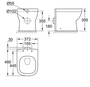 Приставной унитаз Grohe Euro Ceramic 39329000 безободковый, белый