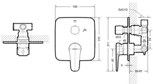 Смеситель скрытого монтажа Bravat Sourse PB8173218CP-3-ENG (3 функции), хром