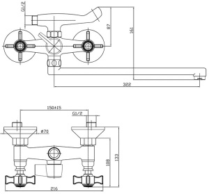 Смеситель для ванны Haiba HB2124