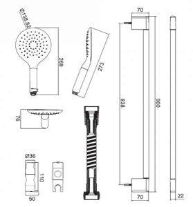 Душевой гарнитур Bravat Snow D157CP-2