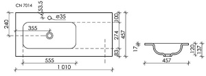Умывальник CeramicaNova Grace CN7014 / CN7015 / CN7020 / CN7021, 101х46 L