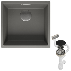 Комплект 2 в 1 кухонная мойка Roxen Gap 360270-44NG Nardo Gray со смесителем Keit 500504CH-B